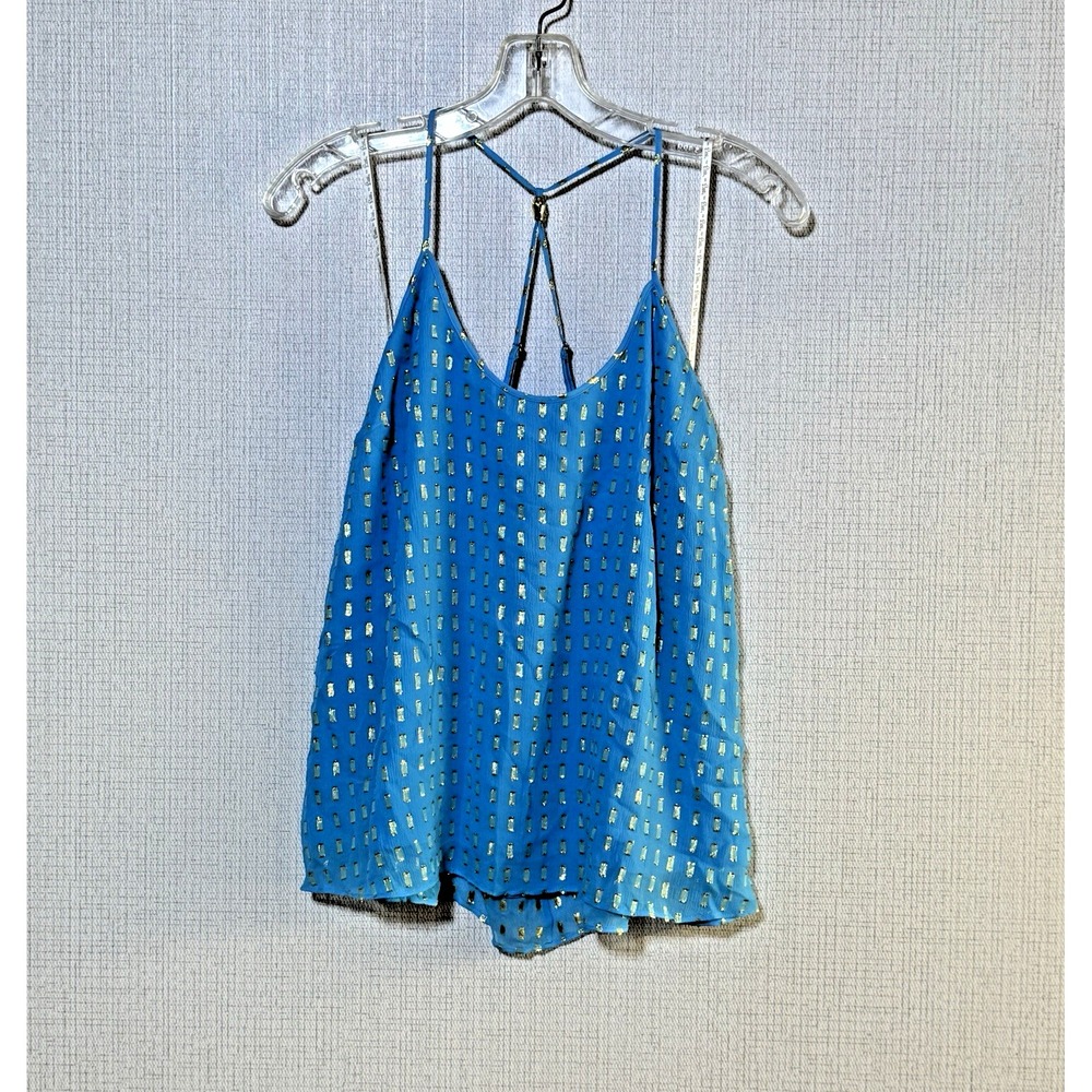 Lilly Pulitzer Maisy Top Womens XS Blue Silk Metallic Jacquard Resort Glam New